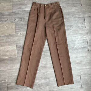 Vtg 70s Happy Legs Womens High Rise Chocolate Brown Straight Leg Trousers Size M